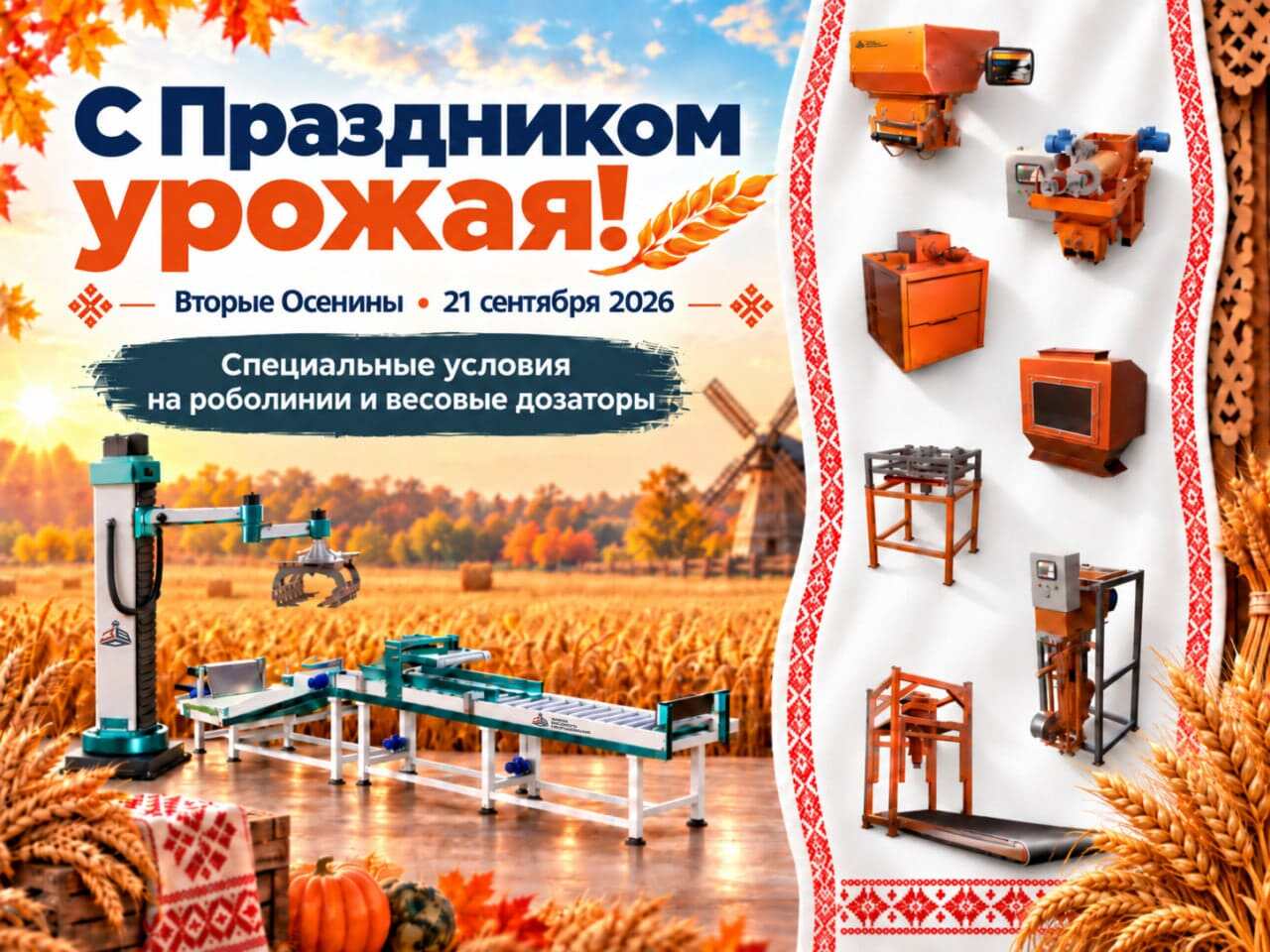 С праздником Урожая — с Вторыми Осенинами! Специальные условия на оборудование